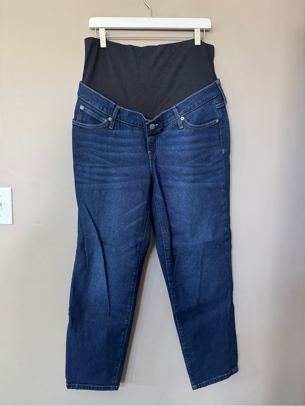 GAP Dark Blue Maternity Straight Leg Jeans with Black Support Panel
